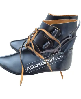 Medieval Dark Age Leather Shoes Handmade shoes with buttons